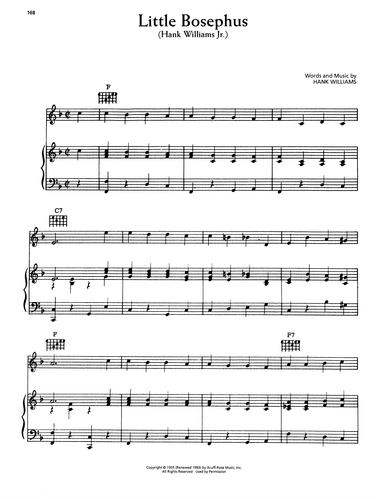 Hank Williams Little Bosephus Sheet Music Notes & Chords for Piano, Vocal & Guitar Chords (Right-Hand Melody) - Download or Print PDF