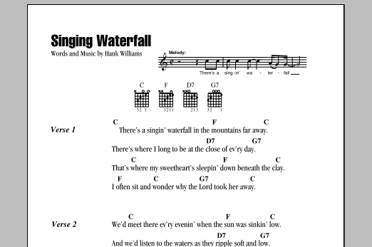 Hank Williams Singing Waterfall Sheet Music Notes & Chords for Lyrics & Chords - Download or Print PDF