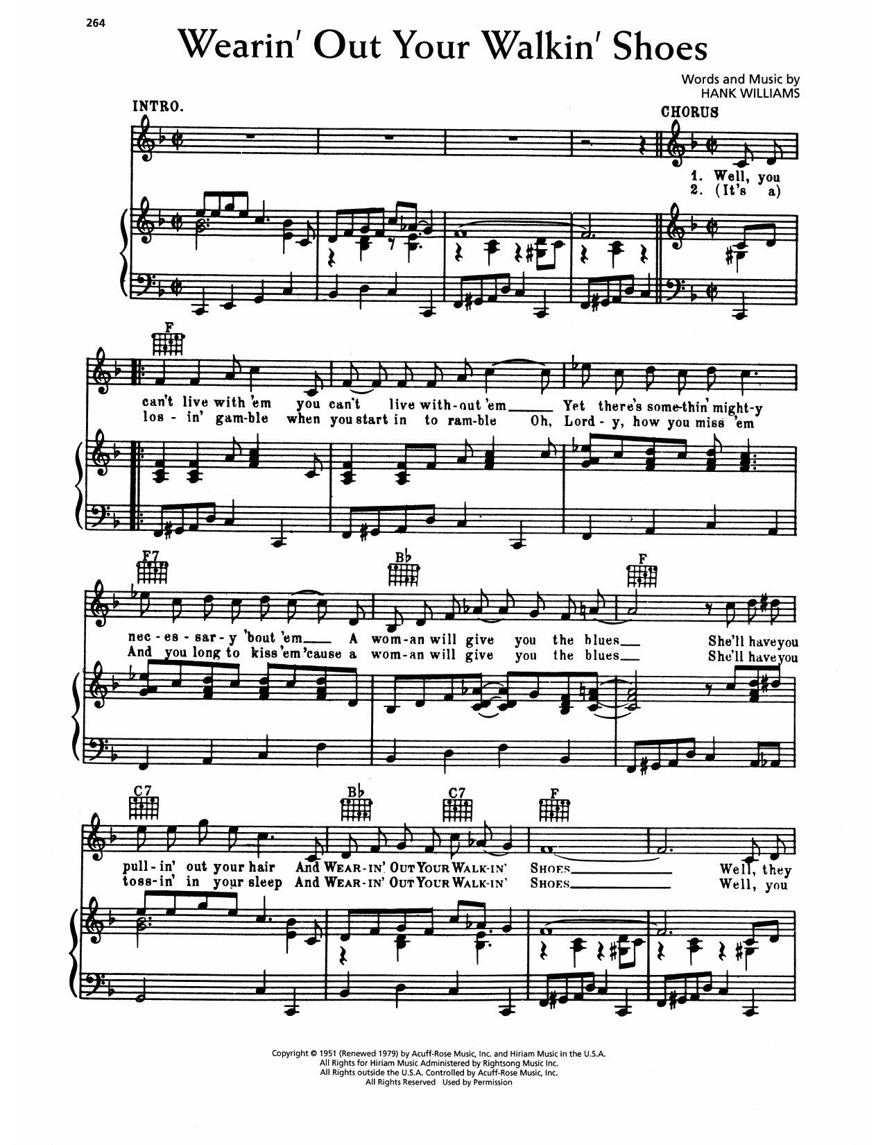 Hank Williams Wearin' Out Your Walkin' Shoes Sheet Music Notes & Chords for Piano, Vocal & Guitar Chords (Right-Hand Melody) - Download or Print PDF