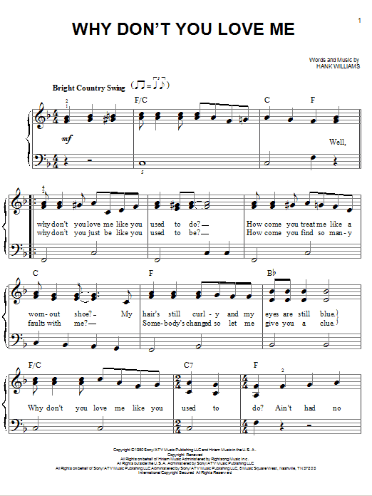 Hank Williams Why Don't You Love Me Sheet Music Notes & Chords for Ukulele - Download or Print PDF