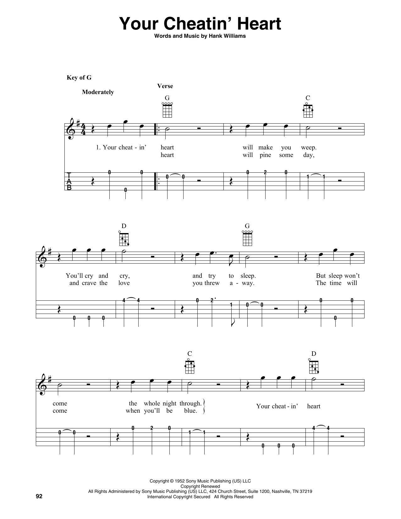 Hank Williams Your Cheatin' Heart (arr. Fred Sokolow) Sheet Music Notes & Chords for Banjo Tab - Download or Print PDF