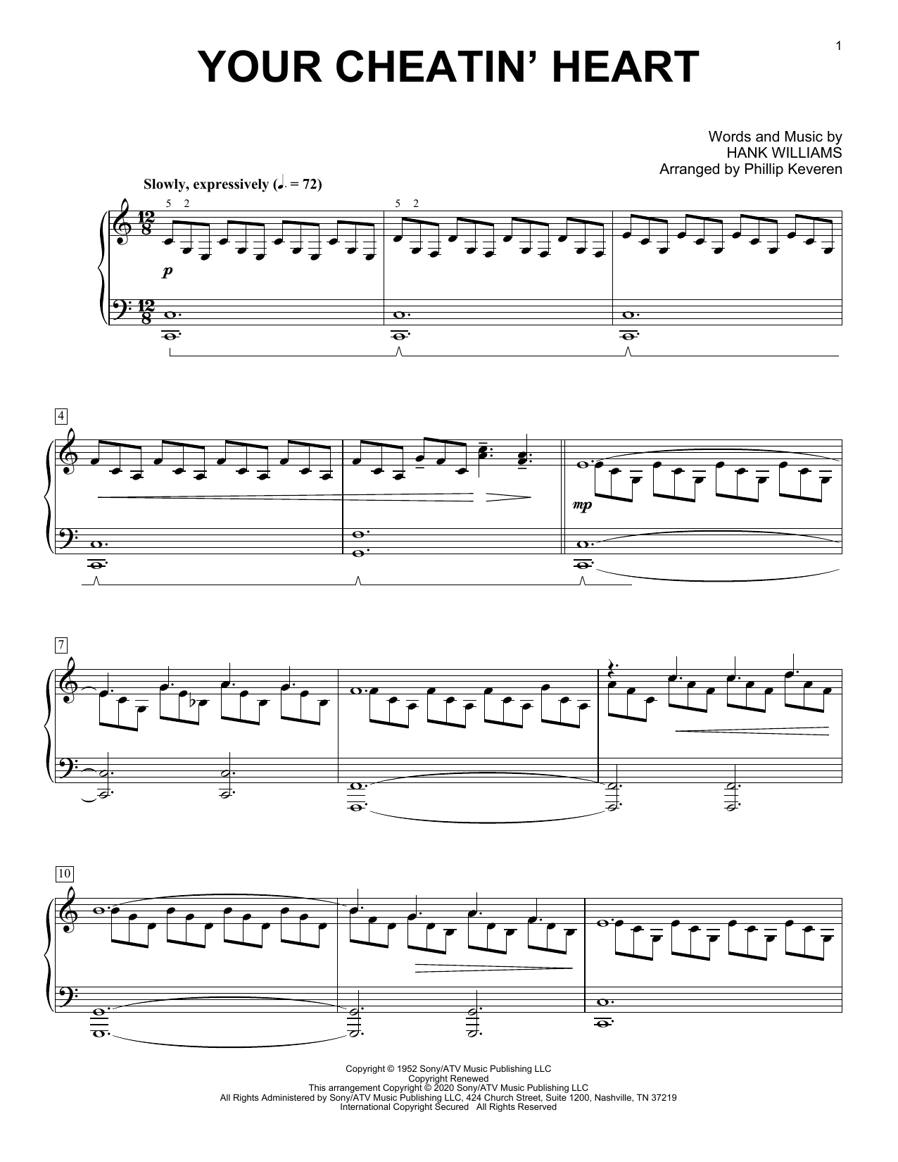 Hank Williams Your Cheatin' Heart [Classical version] (arr. Phillip Keveren) Sheet Music Notes & Chords for Piano Solo - Download or Print PDF