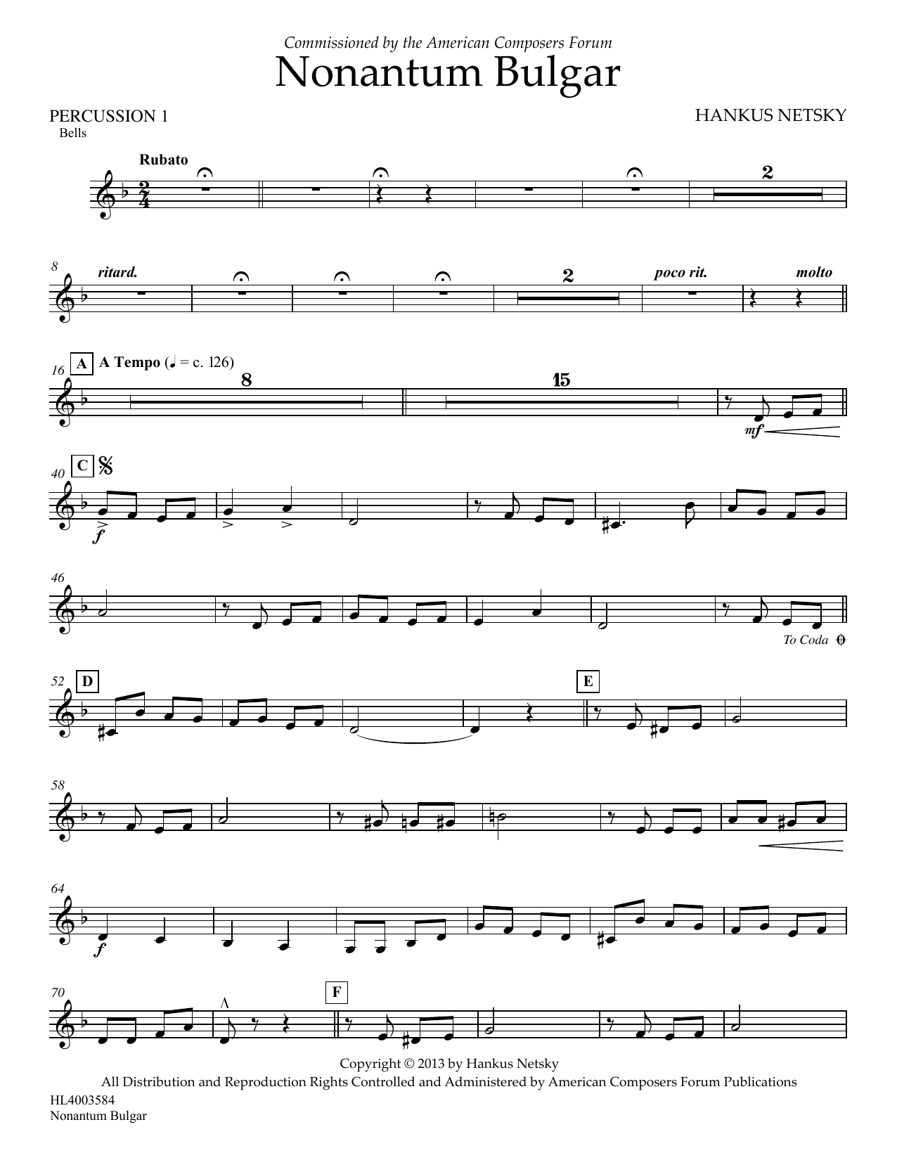 Hankus Netsky Nonantum Bulgar - Percussion 1 Sheet Music Notes & Chords for Concert Band - Download or Print PDF