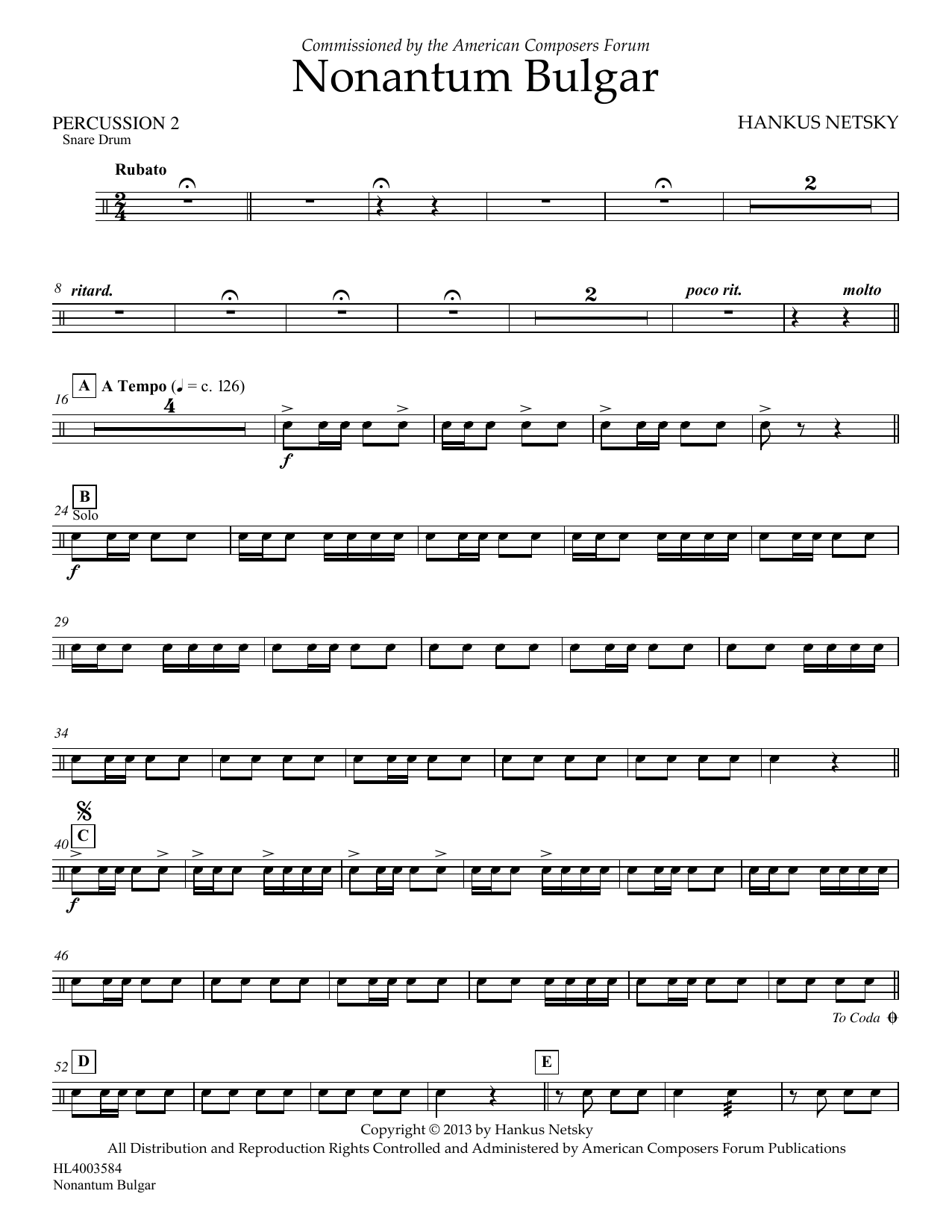 Hankus Netsky Nonantum Bulgar - Percussion 2 Sheet Music Notes & Chords for Concert Band - Download or Print PDF