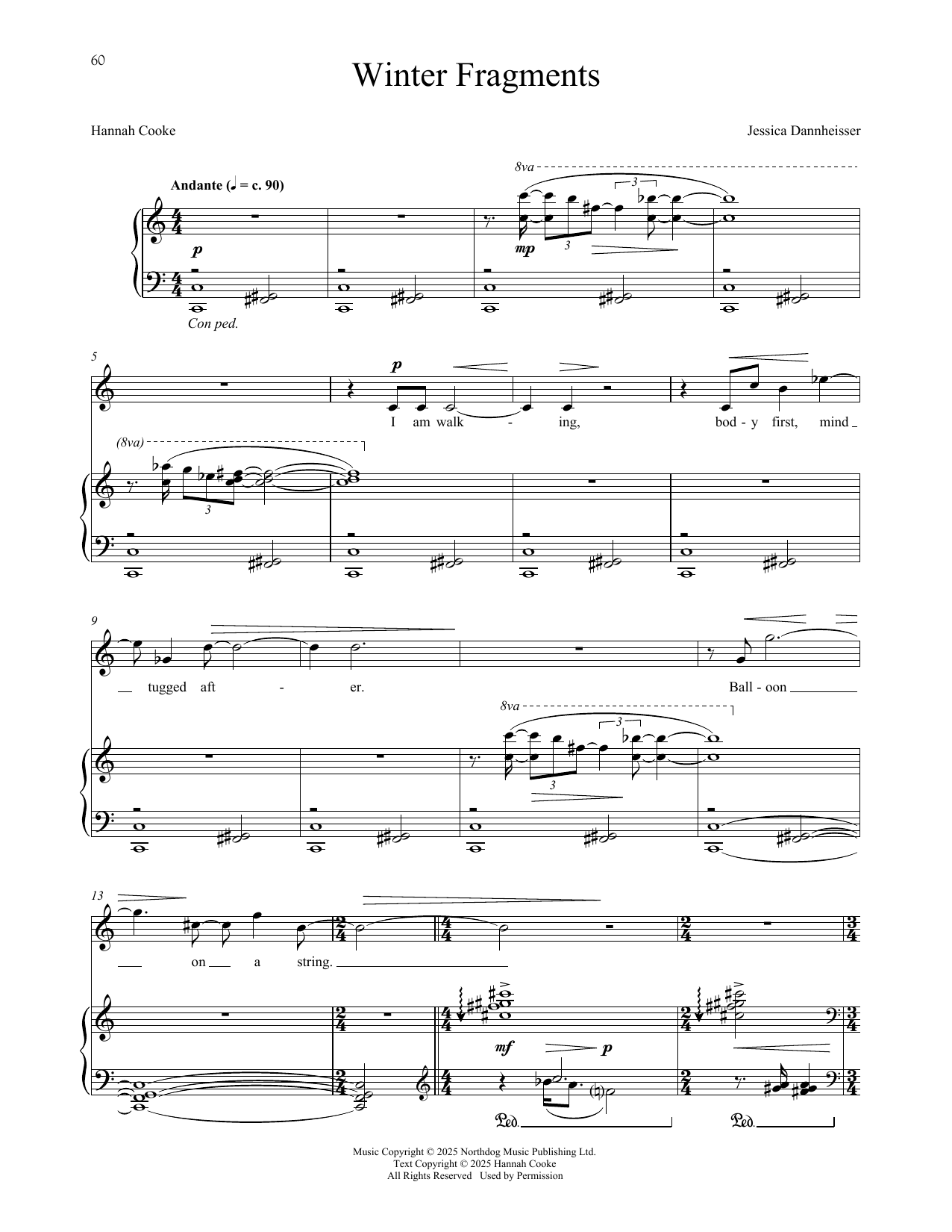 Hannah Cooke Winter Fragments Sheet Music Notes & Chords for Piano & Vocal - Download or Print PDF