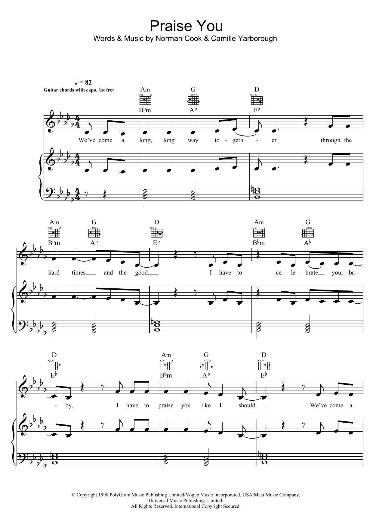 Hannah Grace Praise You Sheet Music Notes & Chords for Piano, Vocal & Guitar (Right-Hand Melody) - Download or Print PDF
