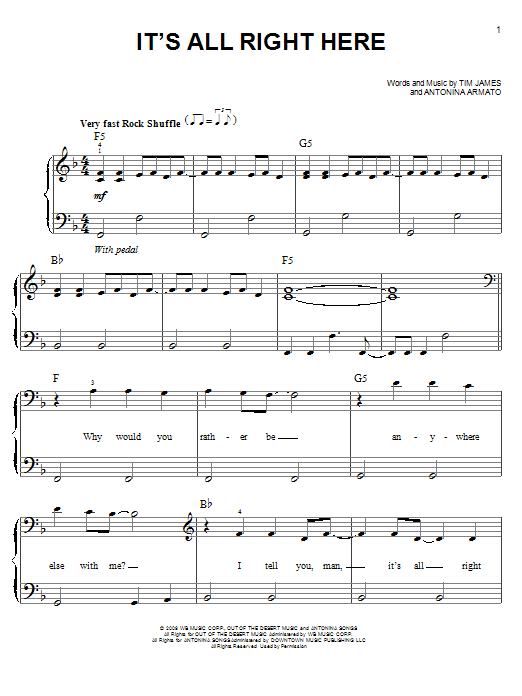 Hannah Montana It's All Right Here Sheet Music Notes & Chords for Easy Piano - Download or Print PDF