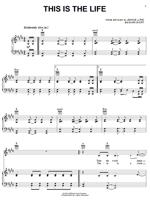 Hannah Montana This Is The Life Sheet Music Notes & Chords for Easy Guitar Tab - Download or Print PDF