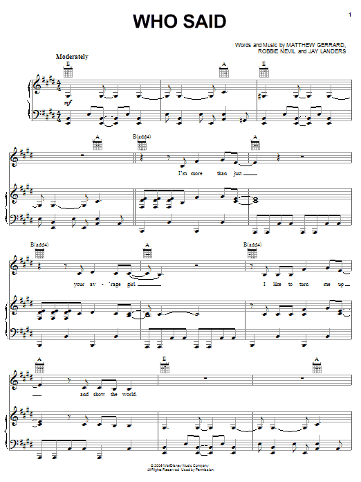 Hannah Montana Who Said Sheet Music Notes & Chords for Piano (Big Notes) - Download or Print PDF