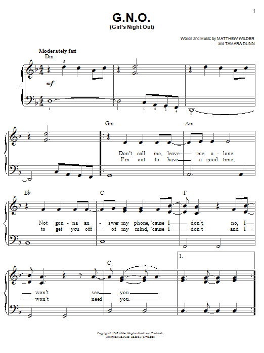G.N.O. (Girl's Night Out) sheet music