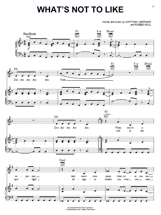 Preview Hannah Montana What's Not To Like Film and TV sheet music, notes and chords for Piano (Big Notes), SKU: 71536 What's Not To Like sheet music