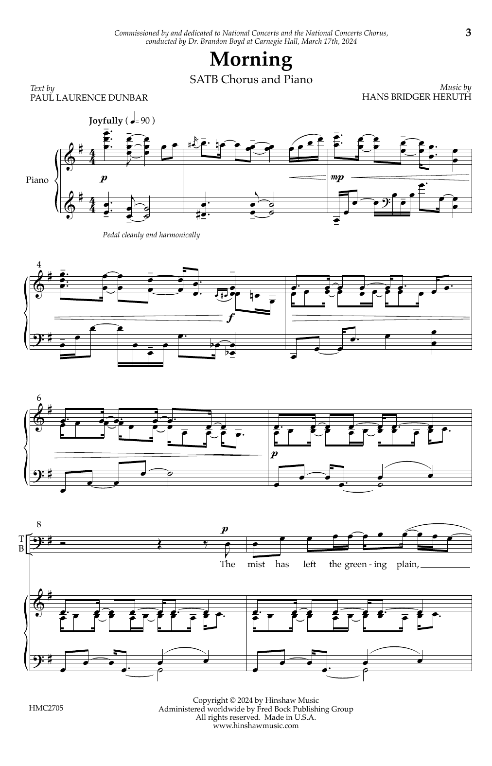 Hans Bridger Heruth Morning Sheet Music Notes & Chords for SATB Choir - Download or Print PDF