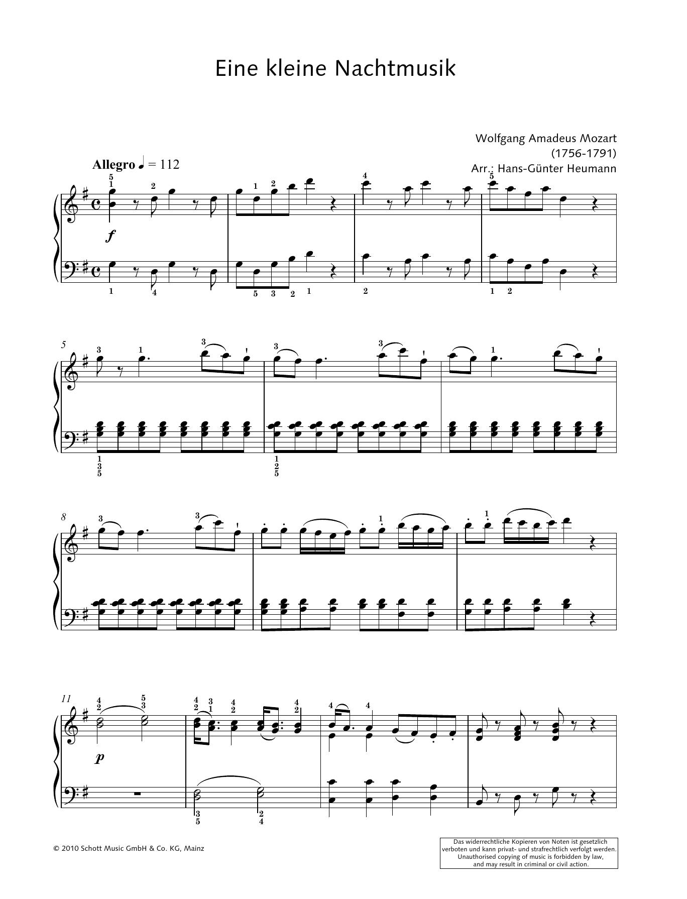 Hans-Gunter Heumann A Little Night Music Sheet Music Notes & Chords for Piano Solo - Download or Print PDF