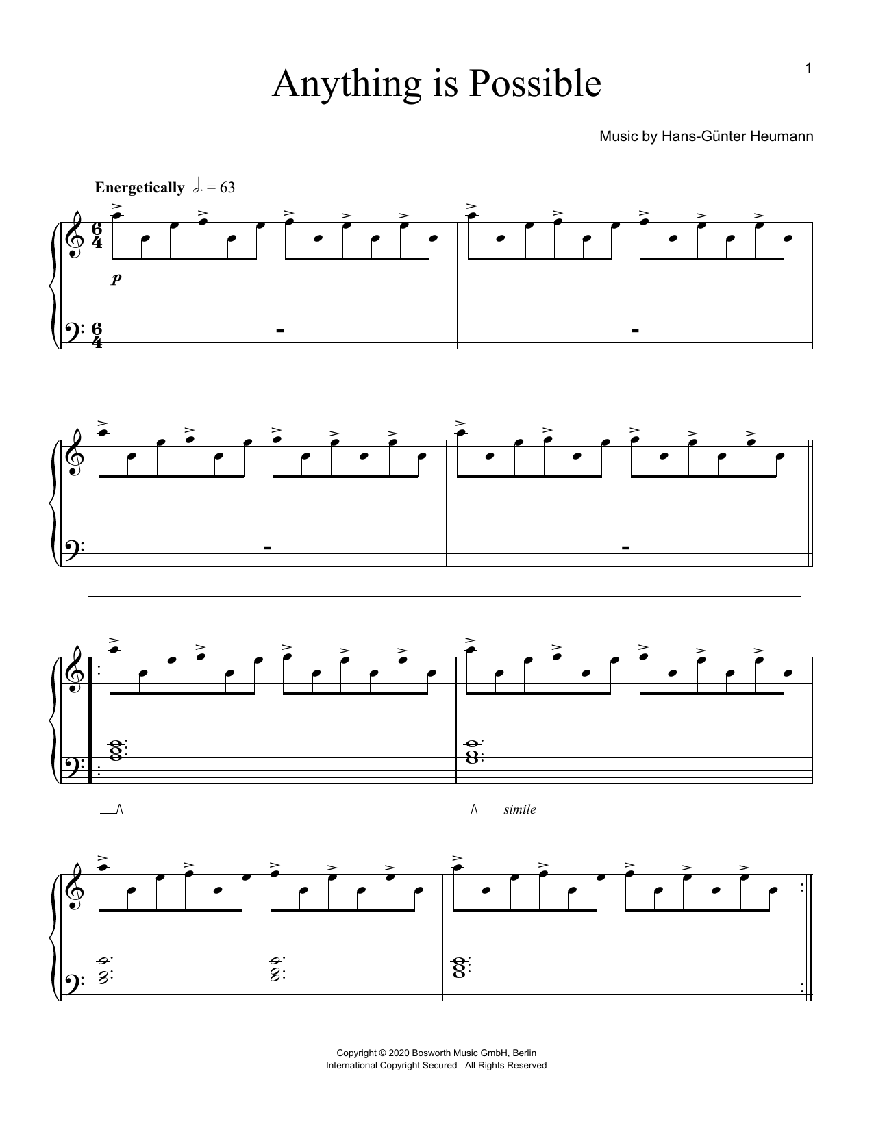 Hans-Günter Heumann Anything Is Possible Sheet Music Notes & Chords for Piano Solo - Download or Print PDF