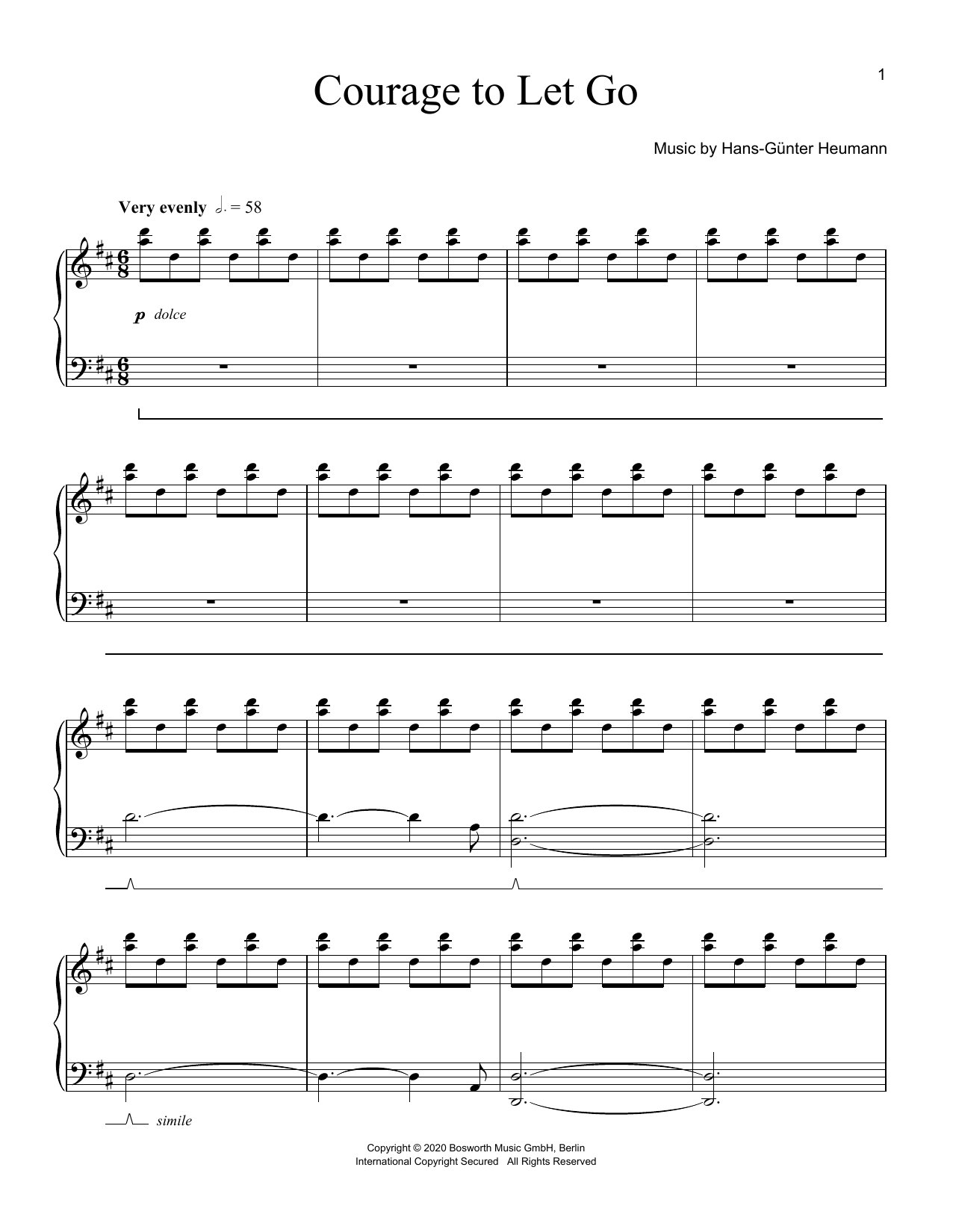 Hans-Günter Heumann Courage To Let Go Sheet Music Notes & Chords for Piano Solo - Download or Print PDF
