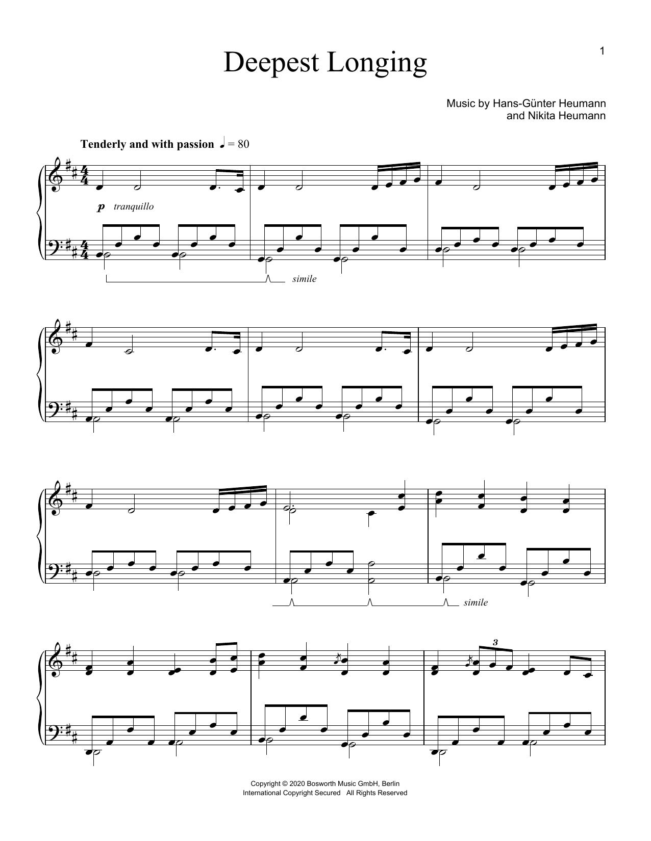 Hans-Günter Heumann Deepest Longing Sheet Music Notes & Chords for Piano Solo - Download or Print PDF