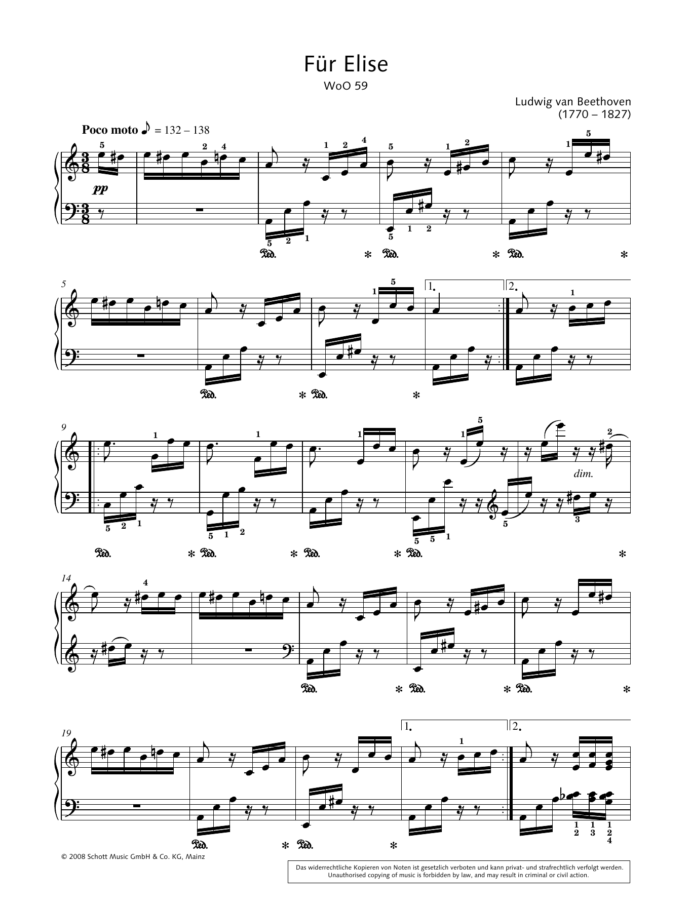 Hans-Gunter Heumann Fur Elise Sheet Music Notes & Chords for Piano Solo - Download or Print PDF