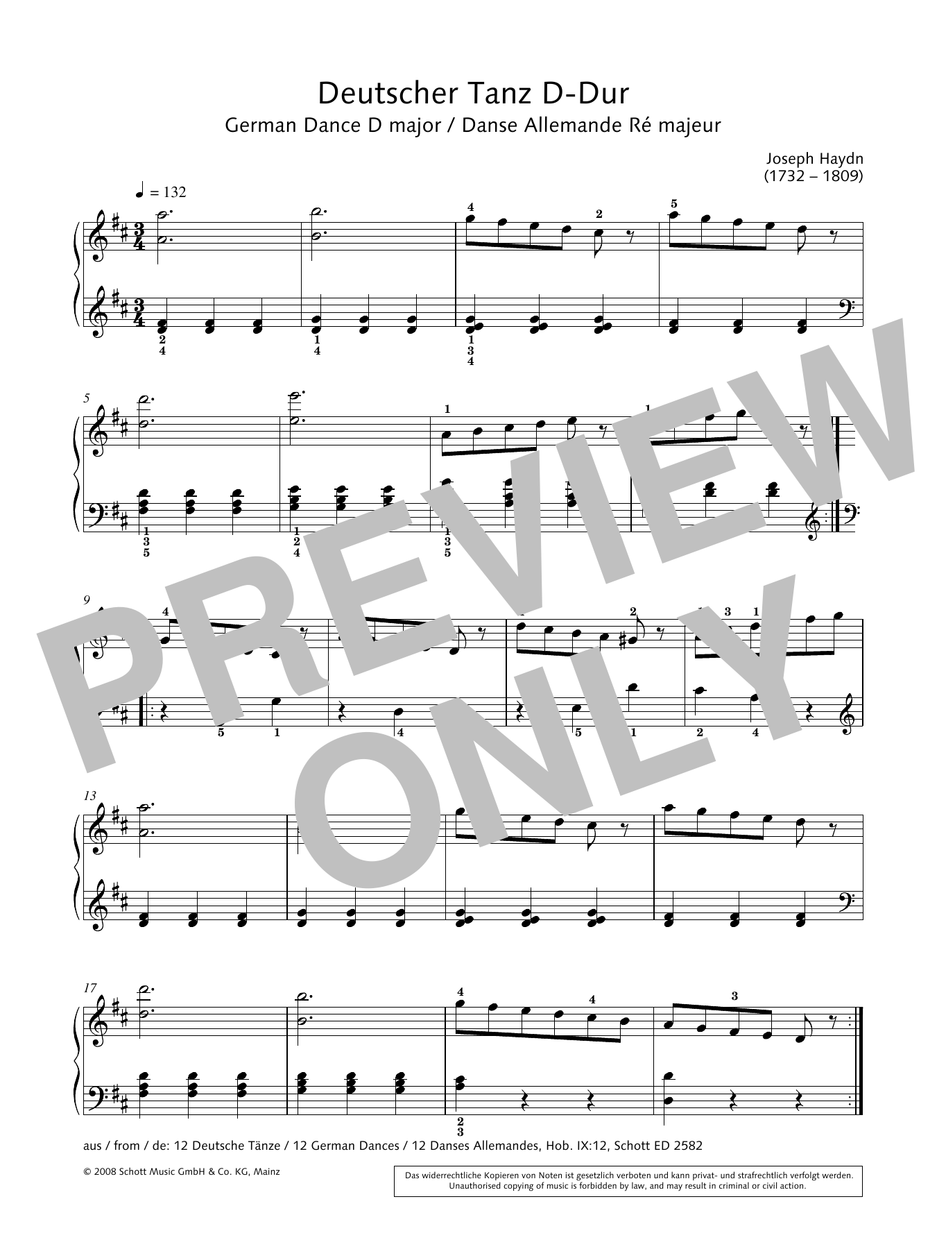Hans-Gunter Heumann German Dance in D major Sheet Music Notes & Chords for Piano Solo - Download or Print PDF