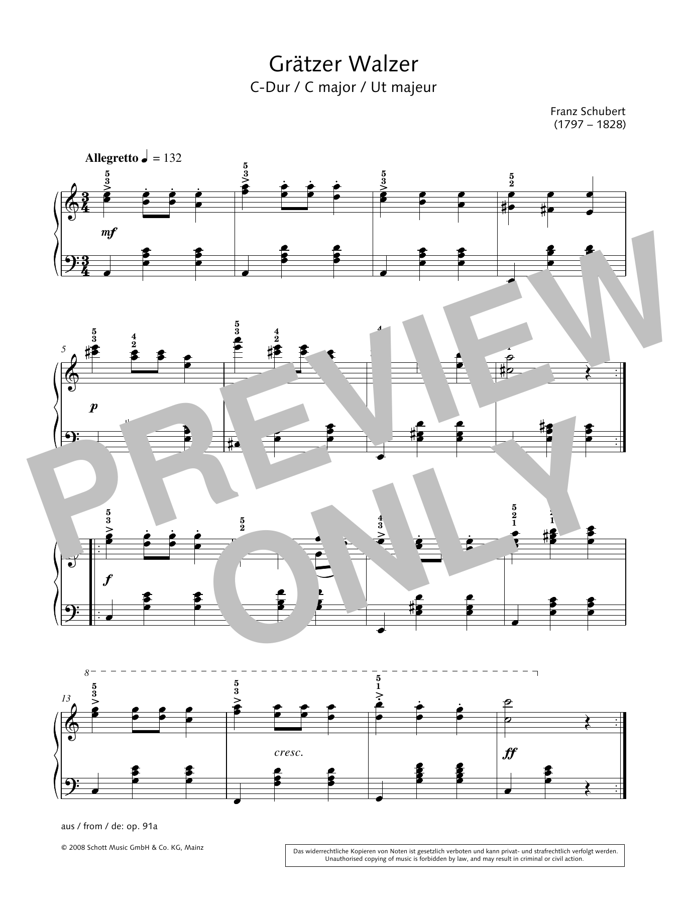 Hans-Gunter Heumann Grätzer Walzer in C major Sheet Music Notes & Chords for Piano Solo - Download or Print PDF