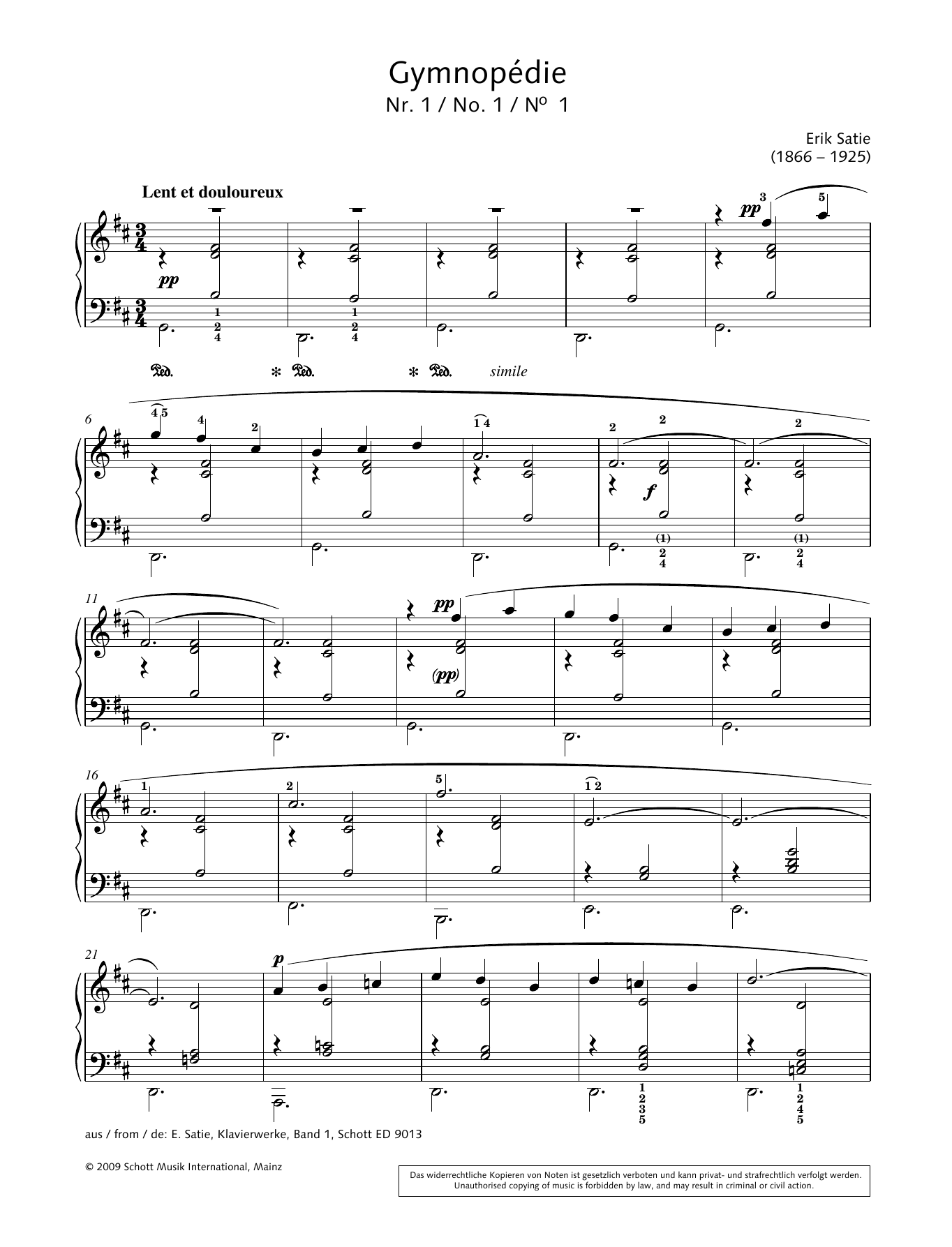 Hans-Gunter Heumann Gymnopédie No.1 Sheet Music Notes & Chords for Piano Solo - Download or Print PDF