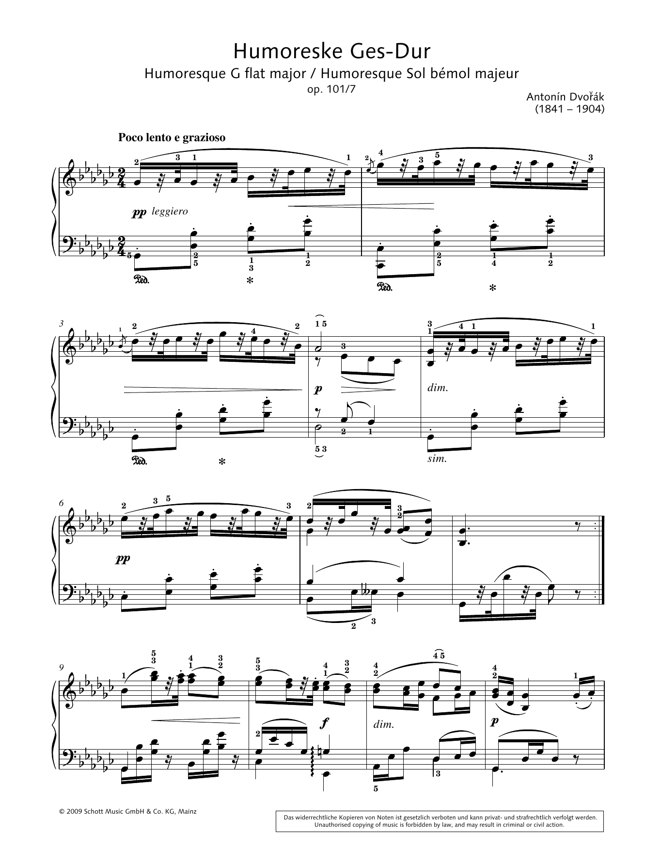 Hans-Gunter Heumann Humoresque G-flat major Sheet Music Notes & Chords for Piano Solo - Download or Print PDF