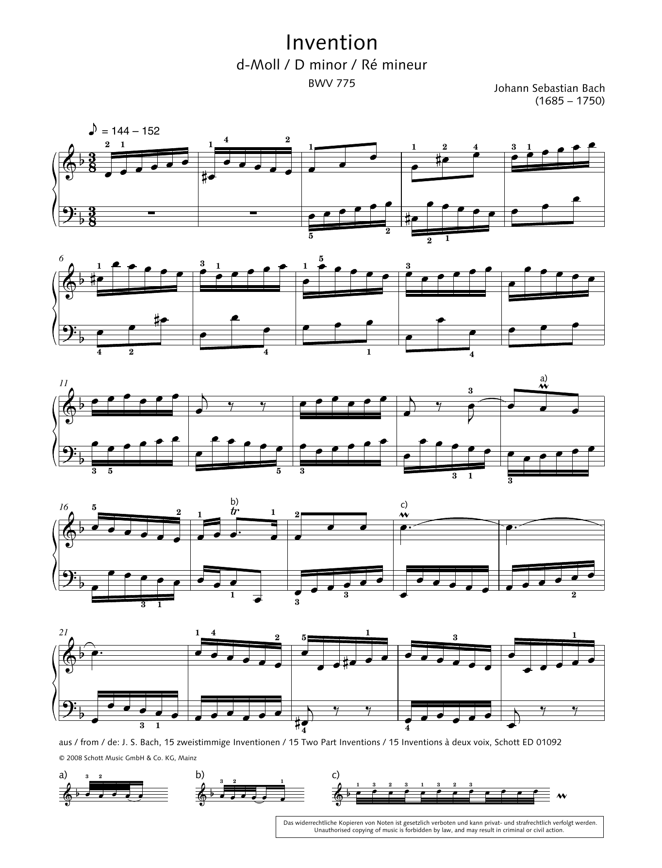 Hans-Gunter Heumann Invention in D minor Sheet Music Notes & Chords for Piano Solo - Download or Print PDF