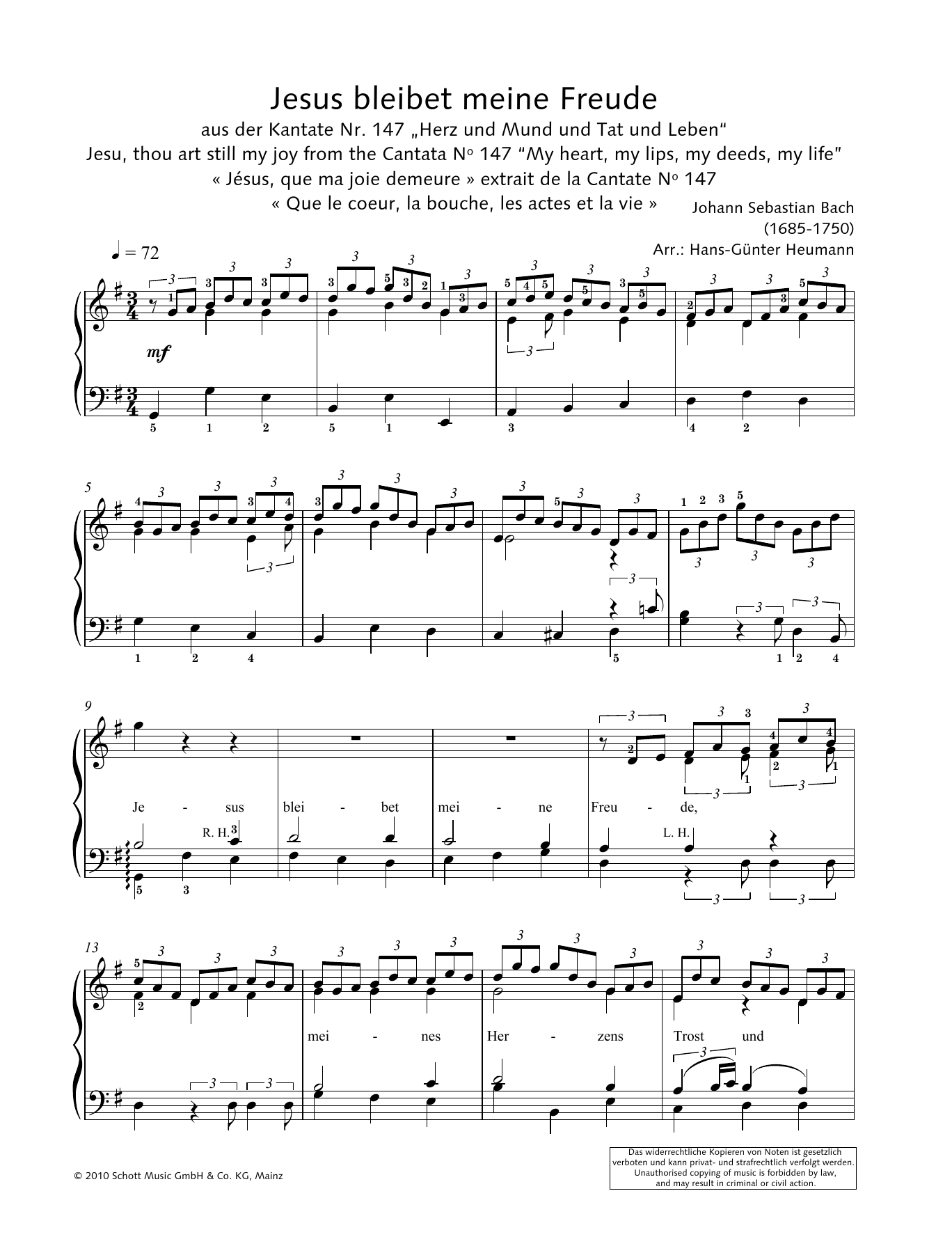 Hans-Gunter Heumann Jesus Bleibet Meine Freude Sheet Music Notes & Chords for Piano Solo - Download or Print PDF