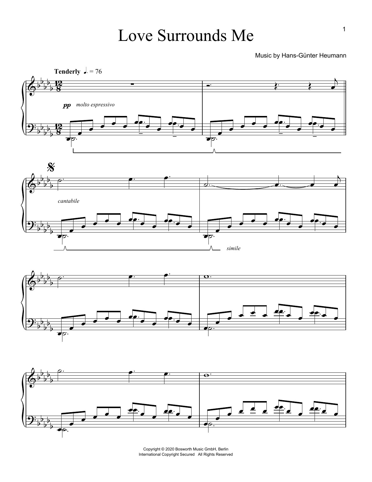 Hans-Günter Heumann Love Surrounds Me Sheet Music Notes & Chords for Piano Solo - Download or Print PDF
