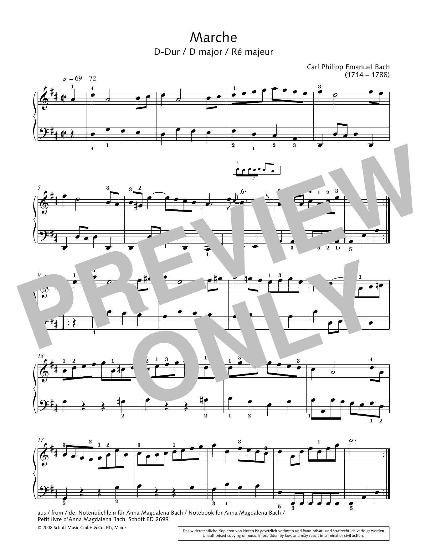 Hans-Gunter Heumann Marche in D major Sheet Music Notes & Chords for Piano Solo - Download or Print PDF