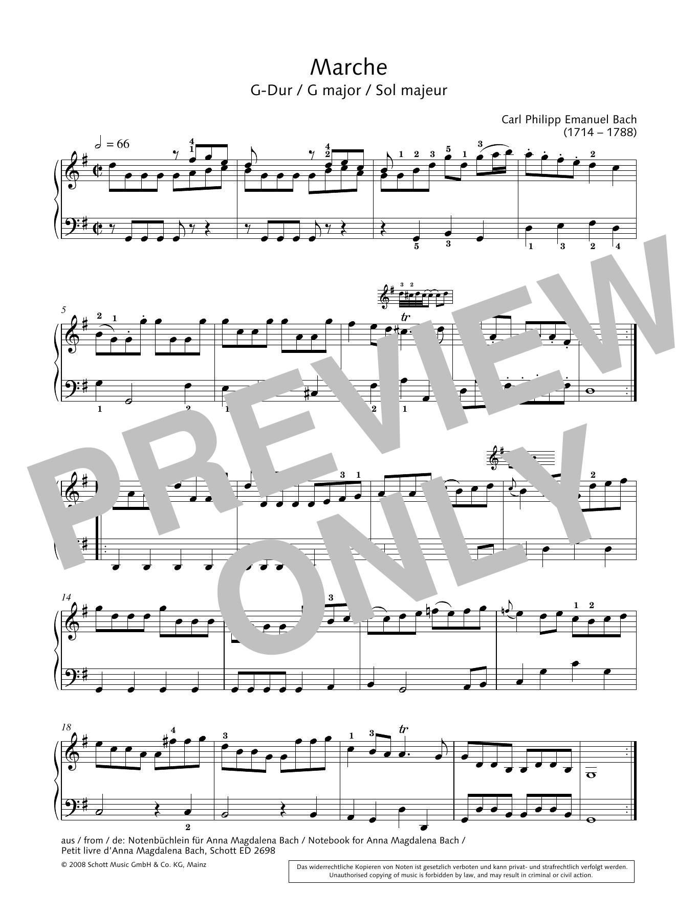 Hans-Gunter Heumann Marche in G major Sheet Music Notes & Chords for Piano Solo - Download or Print PDF