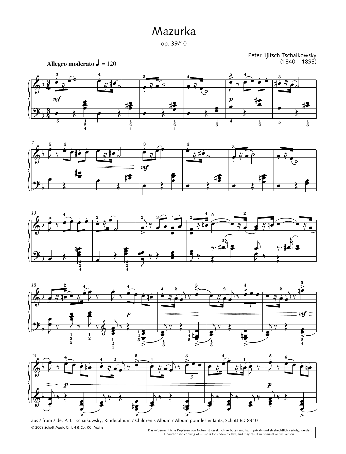 Hans-Gunter Heumann Mazurka Sheet Music Notes & Chords for Piano Solo - Download or Print PDF