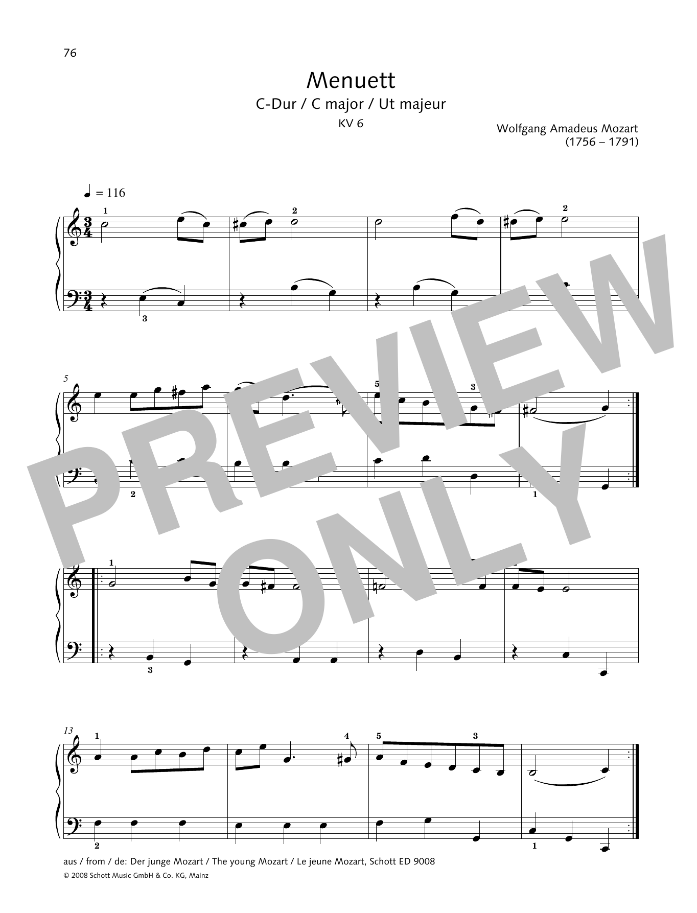 Hans-Gunter Heumann Minuet in C major Sheet Music Notes & Chords for Piano Solo - Download or Print PDF