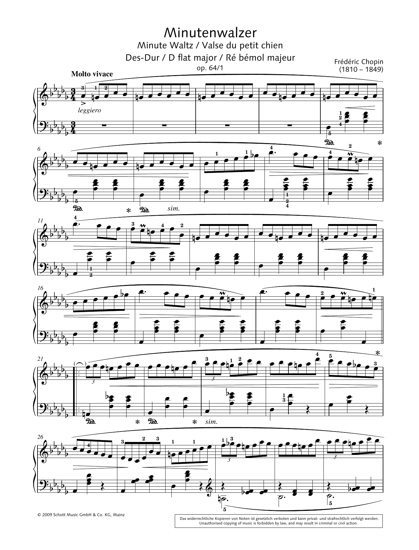 Hans-Gunter Heumann Minute Waltz in D-flat major Sheet Music Notes & Chords for Piano Solo - Download or Print PDF