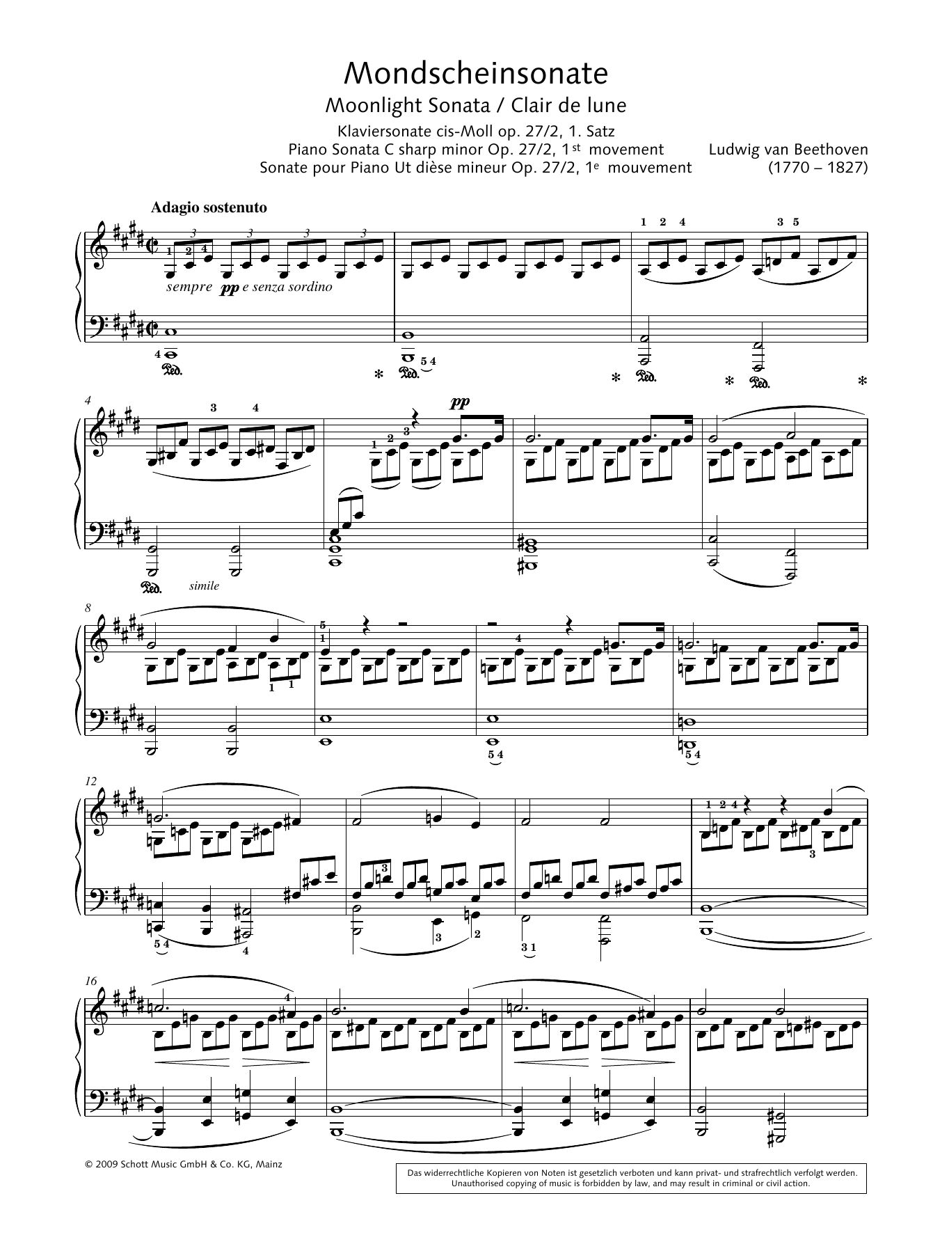 Hans-Gunter Heumann Moonlight Sonata in C-sharp minor Sheet Music Notes & Chords for Piano Solo - Download or Print PDF