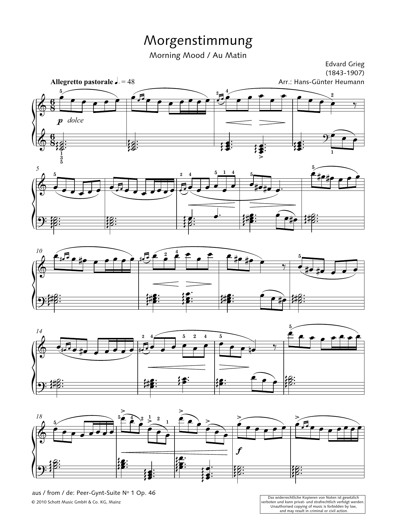 Hans-Gunter Heumann Morning Mood Sheet Music Notes & Chords for Piano Solo - Download or Print PDF