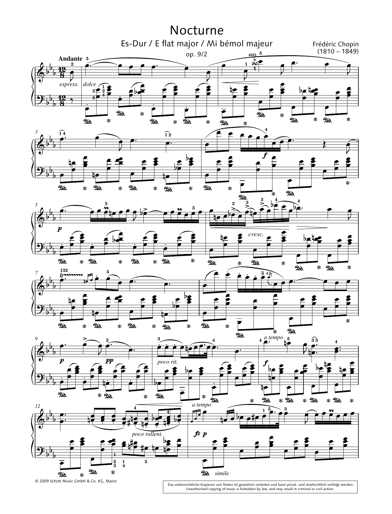 Hans-Gunter Heumann Nocturne in E-flat major Sheet Music Notes & Chords for Piano Solo - Download or Print PDF