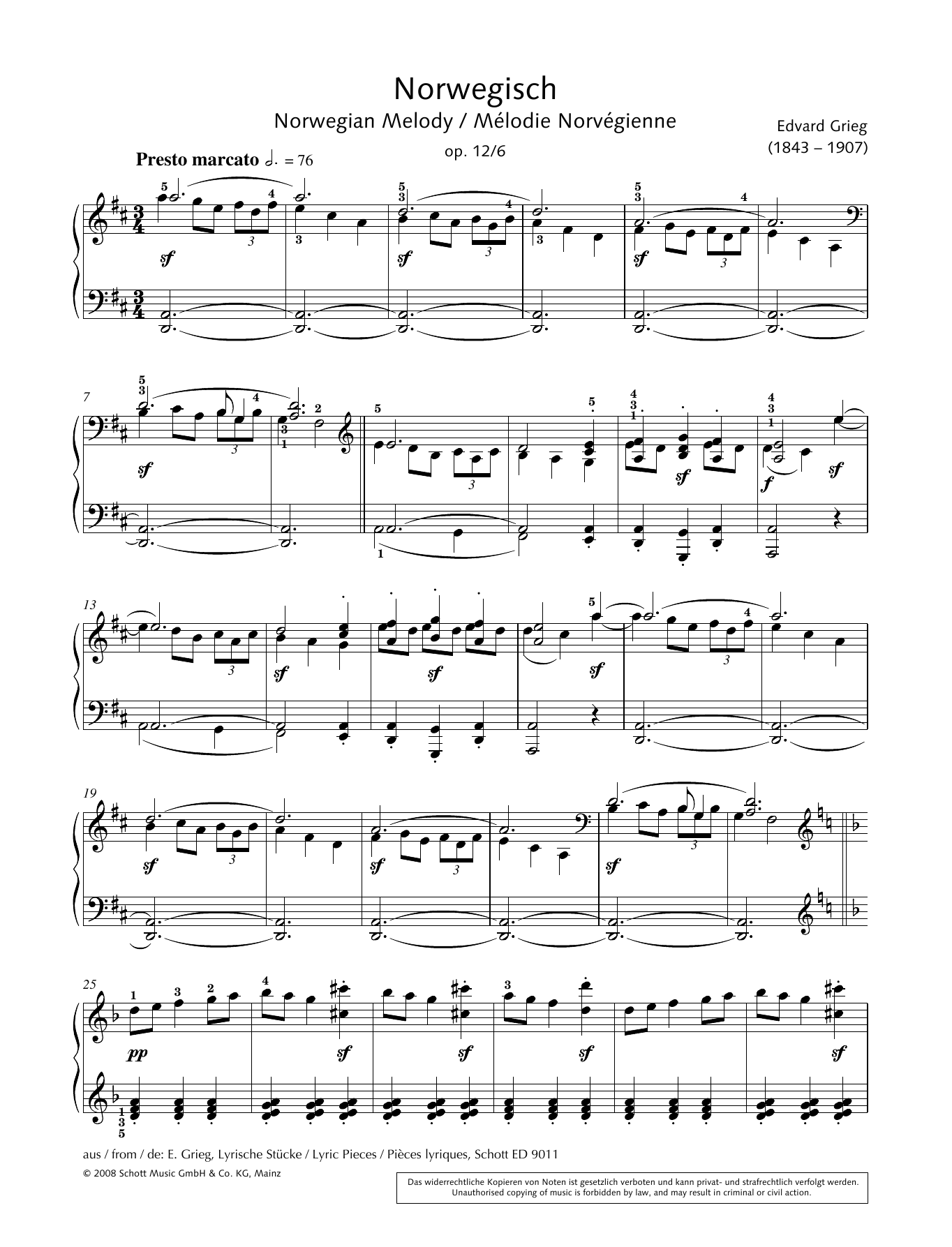 Hans-Gunter Heumann Norwegian Melody Sheet Music Notes & Chords for Piano Solo - Download or Print PDF
