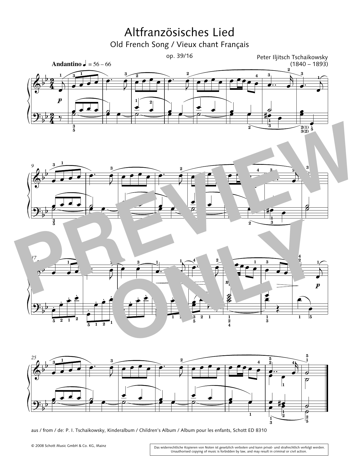 Hans-Gunter Heumann Old French Song Sheet Music Notes & Chords for Piano Solo - Download or Print PDF