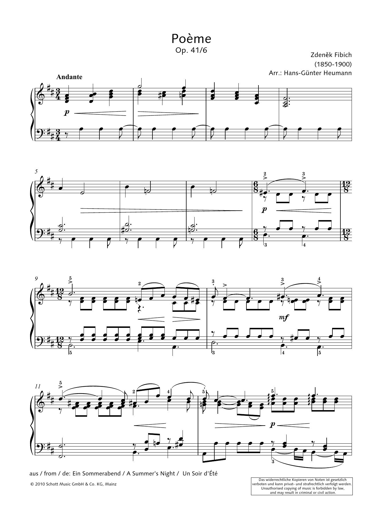 Hans-Gunter Heumann Poeme Sheet Music Notes & Chords for Piano Solo - Download or Print PDF