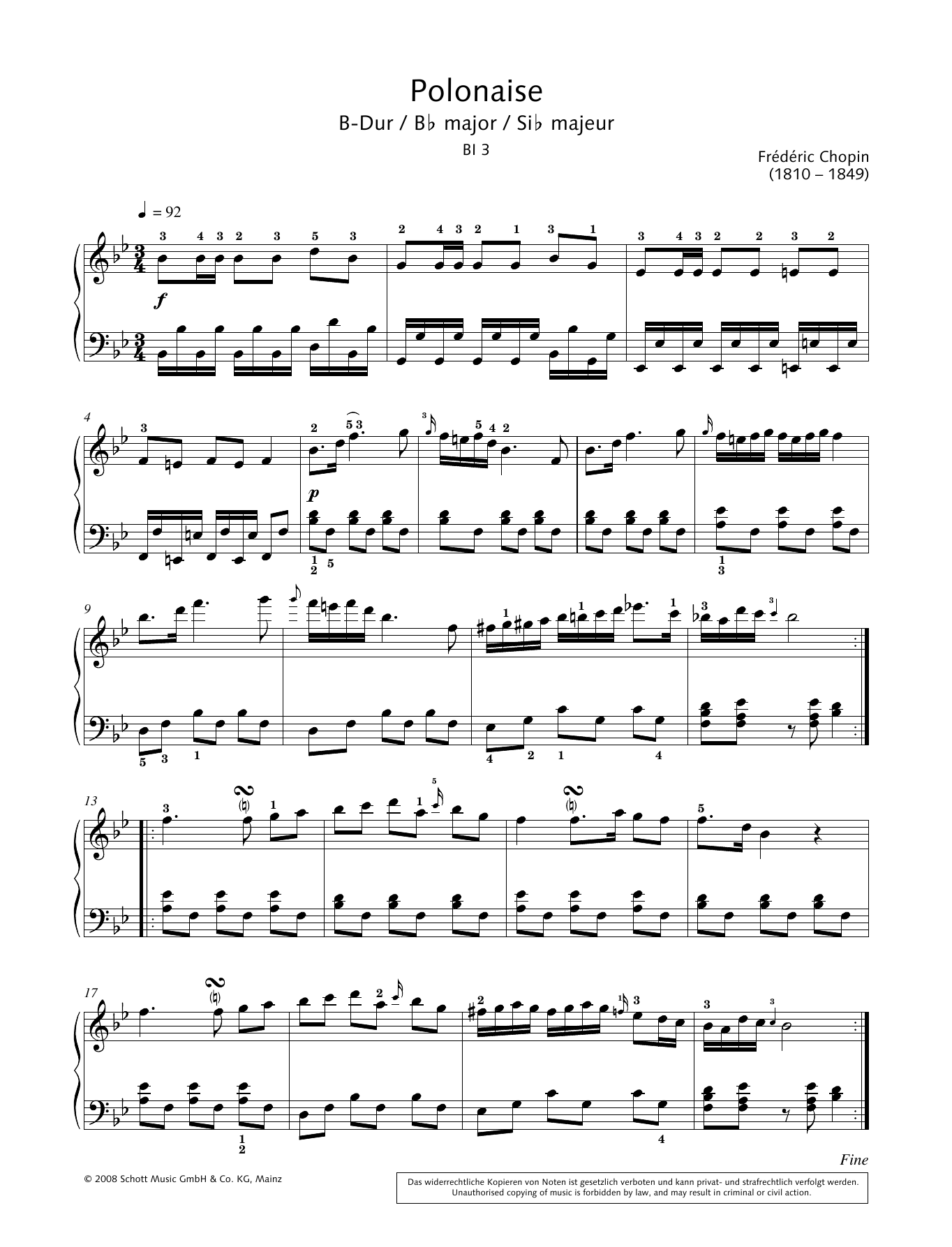 Hans-Gunter Heumann Polonaise in B-flat major Sheet Music Notes & Chords for Piano Solo - Download or Print PDF