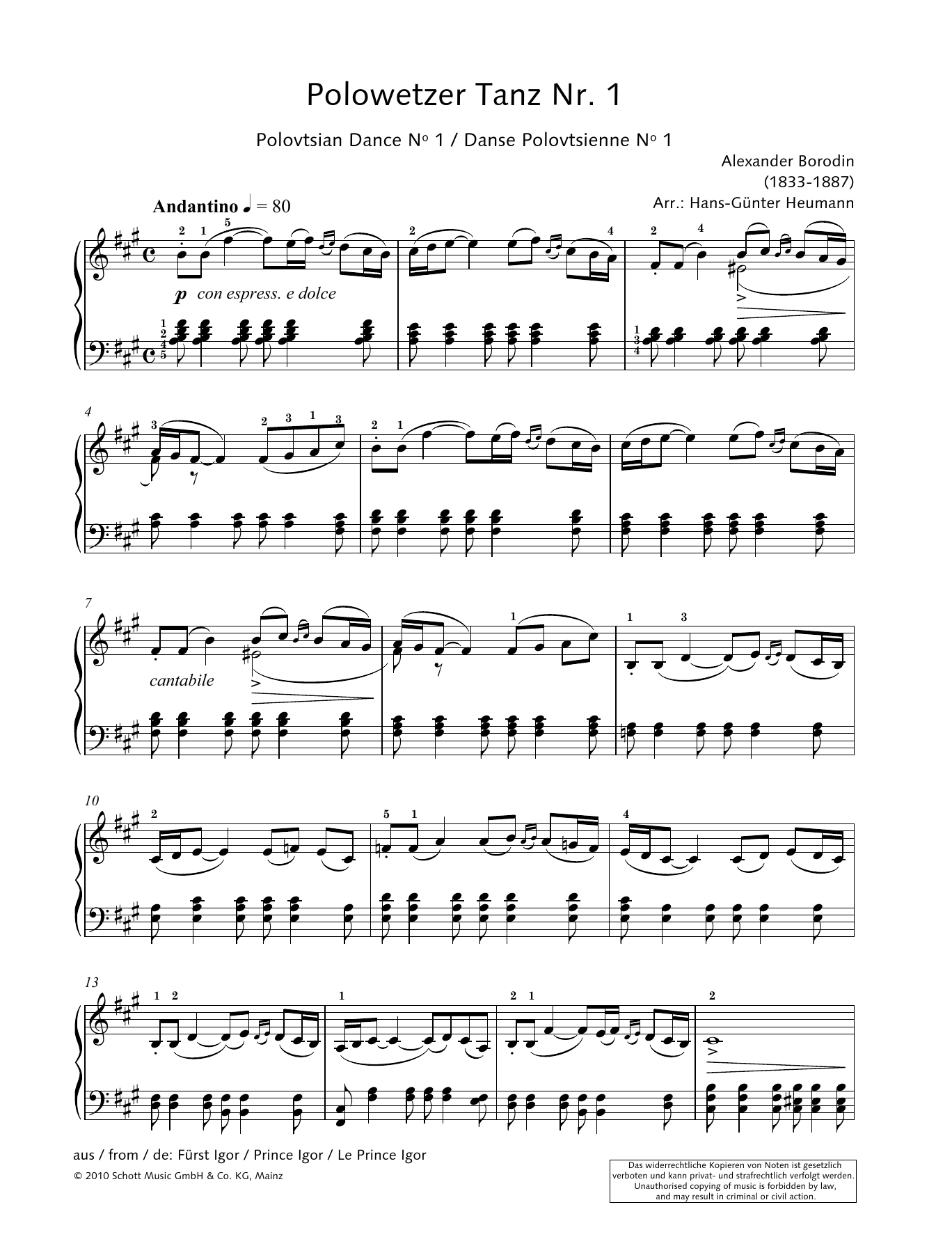 Hans-Gunter Heumann Polovtsian Dance No. 1 Sheet Music Notes & Chords for Piano Solo - Download or Print PDF