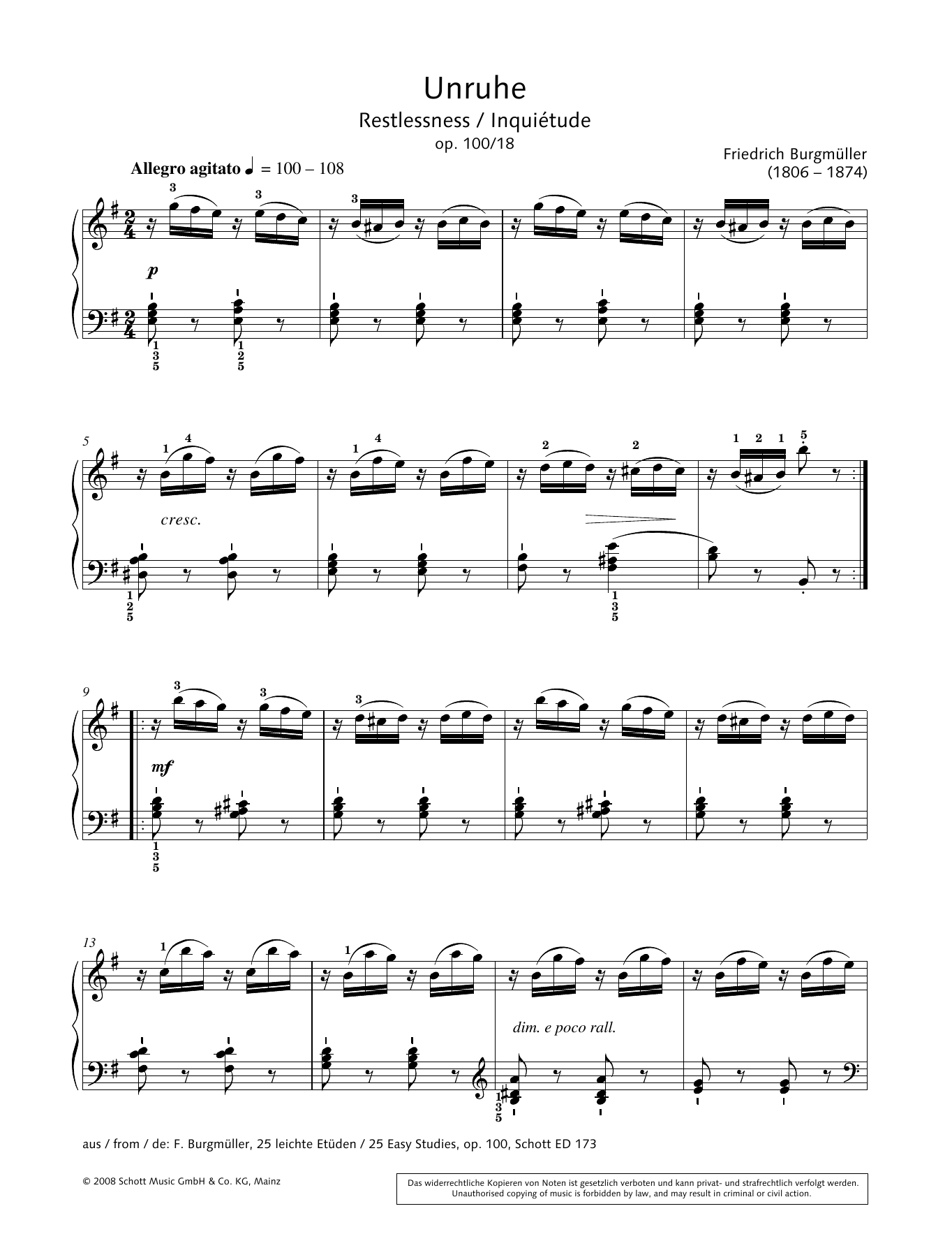 Hans-Gunter Heumann Restlessness Sheet Music Notes & Chords for Piano Solo - Download or Print PDF