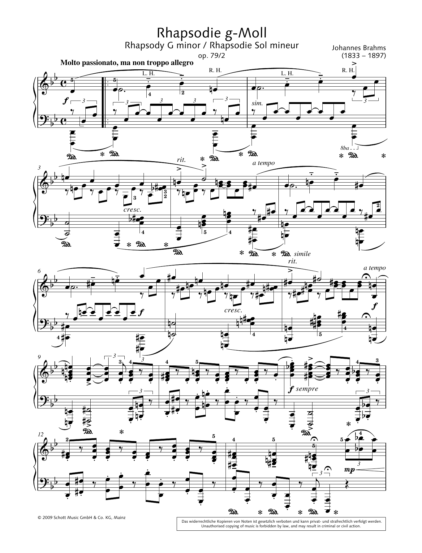 Hans-Gunter Heumann Rhapsody in G minor Sheet Music Notes & Chords for Piano Solo - Download or Print PDF