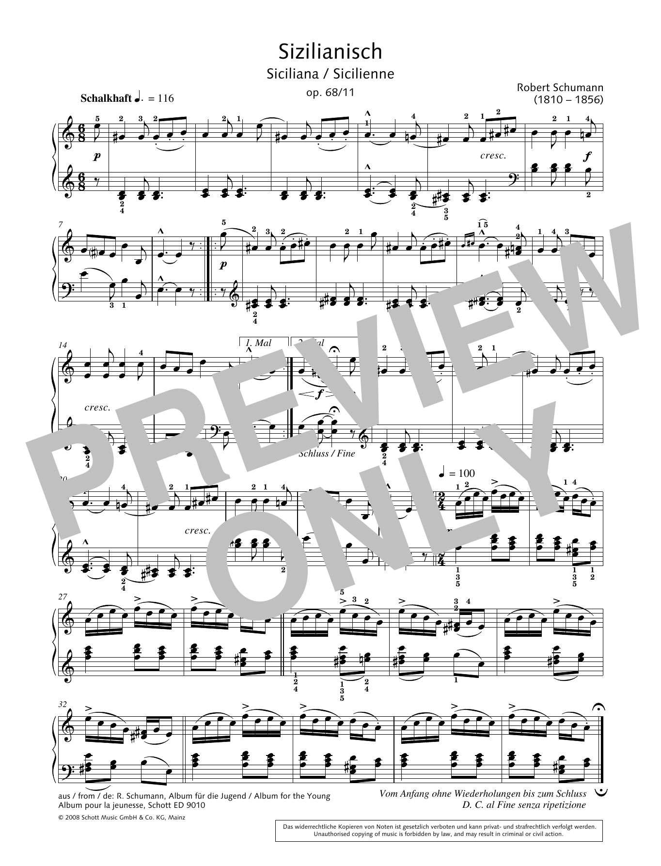 Hans-Gunter Heumann Siciliana Sheet Music Notes & Chords for Piano Solo - Download or Print PDF