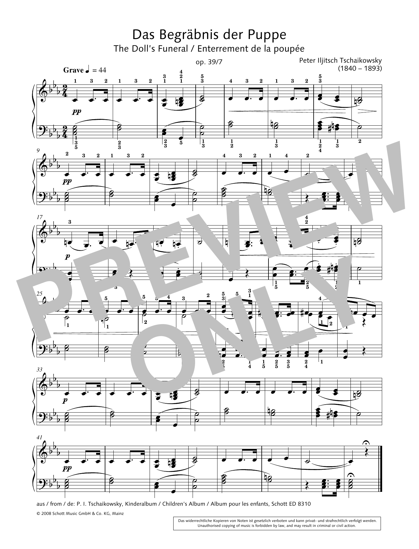 Hans-Gunter Heumann The Doll's Funeral Sheet Music Notes & Chords for Piano Solo - Download or Print PDF