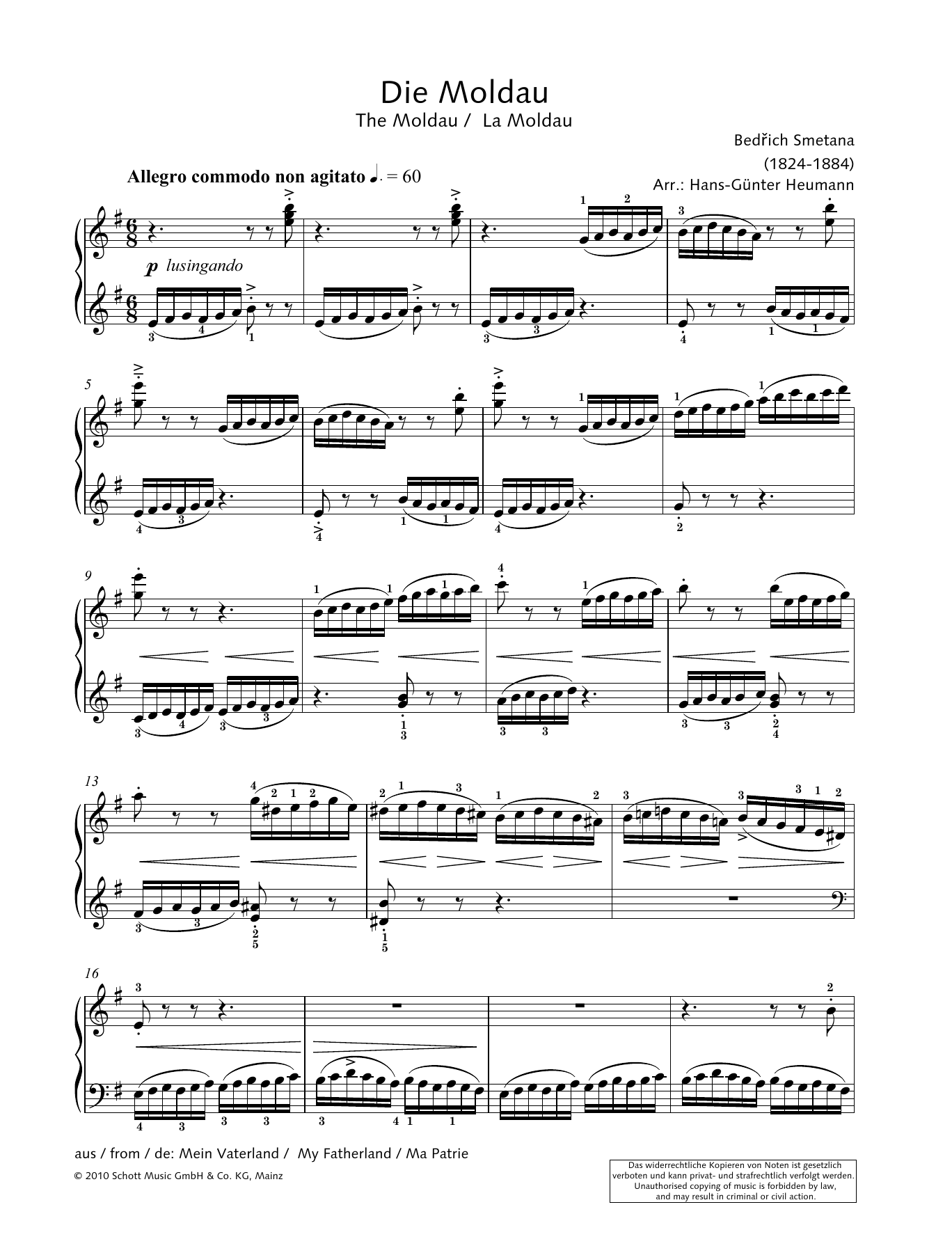 Hans-Gunter Heumann The Moldau Sheet Music Notes & Chords for Piano Solo - Download or Print PDF