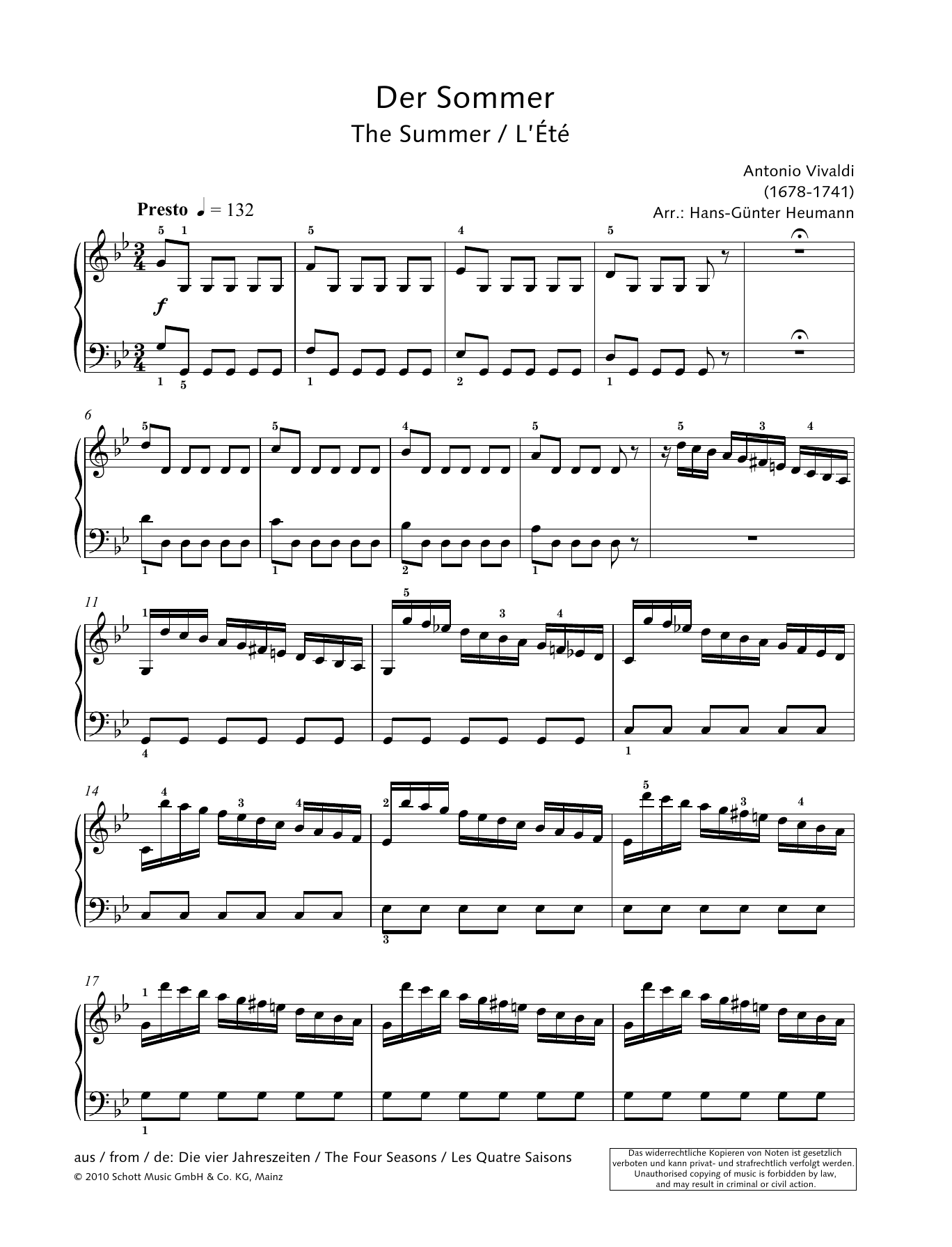 Hans-Gunter Heumann The Summer Sheet Music Notes & Chords for Piano Solo - Download or Print PDF