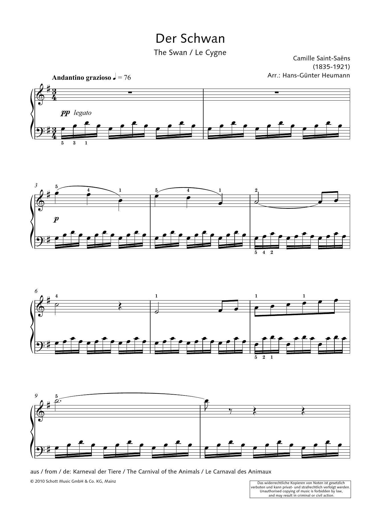 Hans-Gunter Heumann The Swan Sheet Music Notes & Chords for Piano Solo - Download or Print PDF