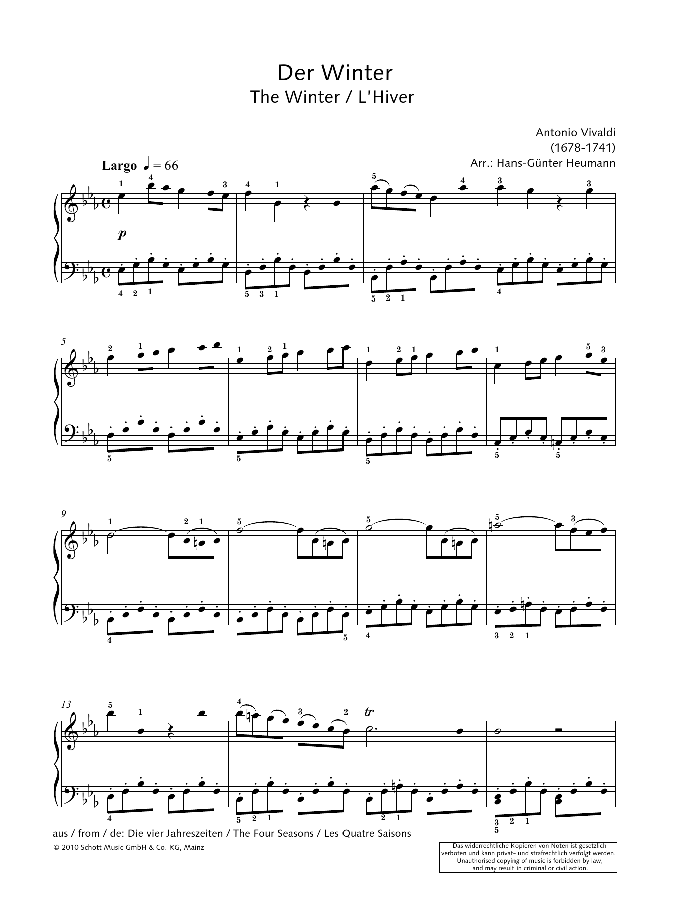 Hans-Gunter Heumann The Winter Sheet Music Notes & Chords for Piano Solo - Download or Print PDF
