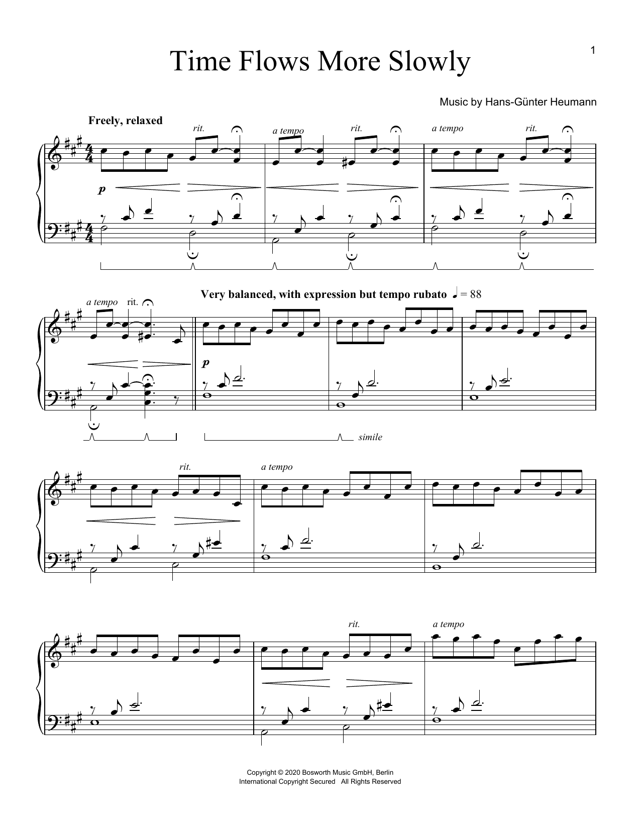 Hans-Günter Heumann Time Flows More Slowly Sheet Music Notes & Chords for Piano Solo - Download or Print PDF